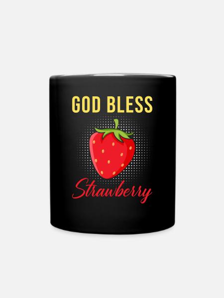 Erdbeeren Liebe Spruch - Tasse einfarbig - Schwarz