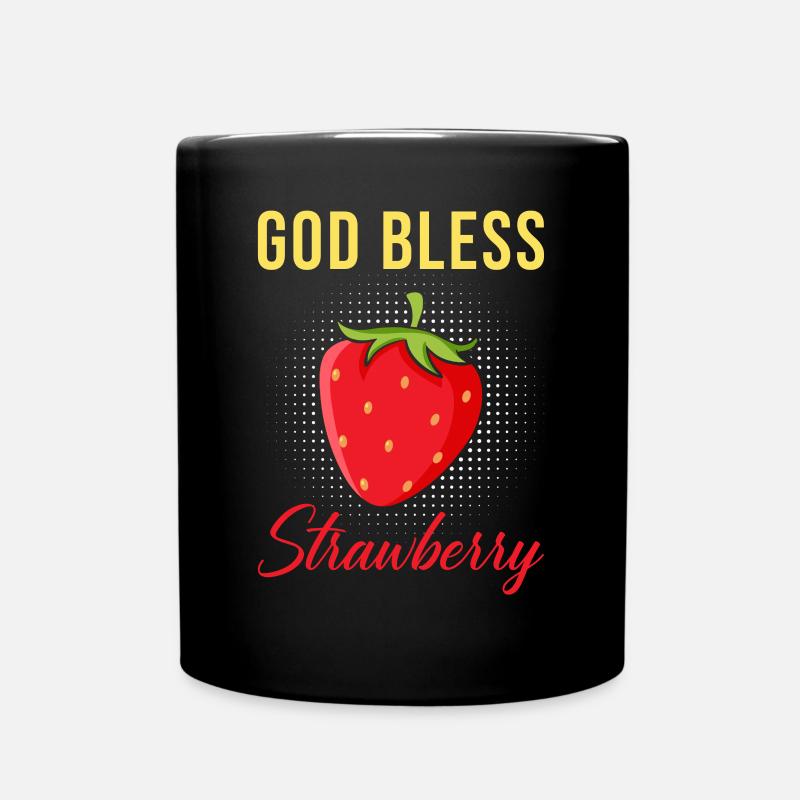 Erdbeeren Liebe Spruch - Tasse einfarbig - Schwarz