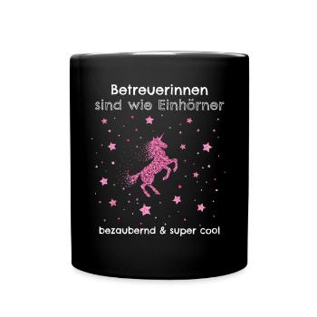 Betreuerin Pflegefachkraft Einhorn - Tasse einfarbig - Schwarz - Vorne