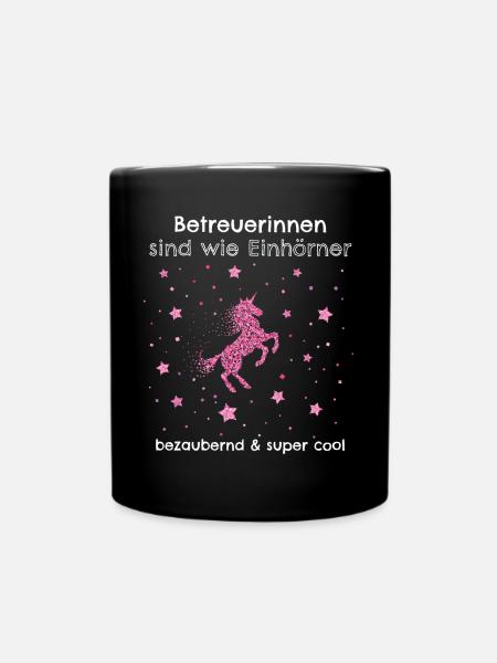 Betreuerin Pflegefachkraft Einhorn - Tasse einfarbig - Schwarz