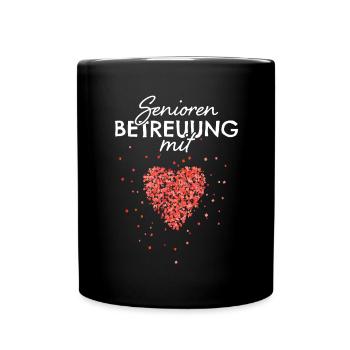 Senioren Betreuung Mit Herz Altenpfleger - Tasse einfarbig - Schwarz - Vorne