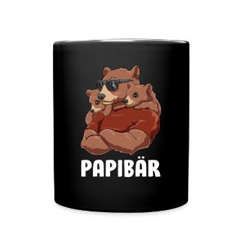 Papibär Vater Tochter Sohn Geschwister Zwillinge - Tasse einfarbig - Schwarz - Vorne