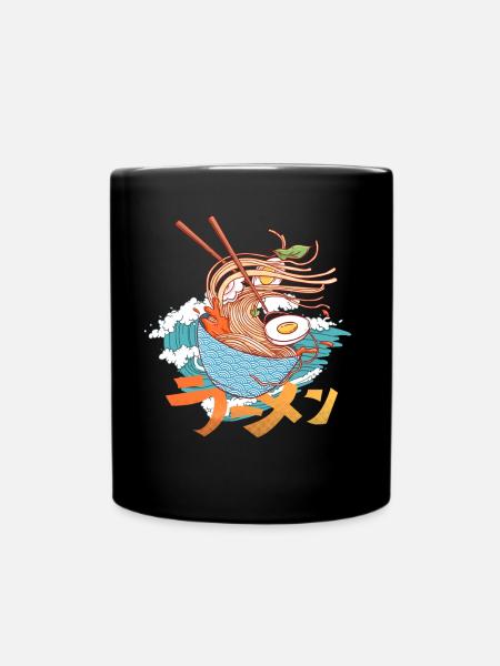 Ramen Suppe Hokusai große Welle Kanagawa Hiragana - Tasse einfarbig - Schwarz