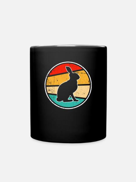 Hase Retro - Tasse einfarbig - Schwarz