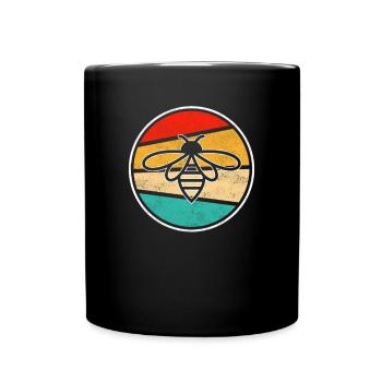 Biene Retro - Tasse einfarbig - Schwarz - Vorne
