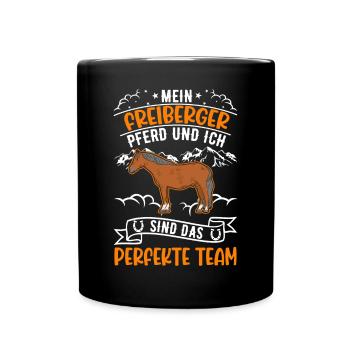 Freiberger Pferd und Ich Perfektes Team - Tasse einfarbig - Schwarz - Vorne