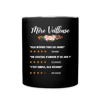 Cadeau fête des mère veilleuse fleurs étoile films - Mug uni - noir - Devant