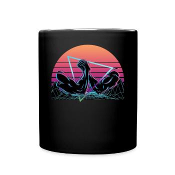 Arm Wrestling Vaporwave Aesthetic Retro - Full Colour Mug - black - Front