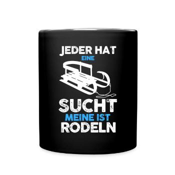 Wintersport Schlitten Rodeln - Tasse einfarbig - Schwarz - Vorne