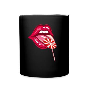 Lèvres Rouges Sucette Lolipop Lèvres Rouges - Mug uni - noir - Devant