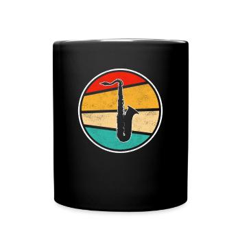 Saxophon Retro - Tasse einfarbig - Schwarz - Vorne