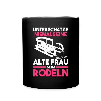 Schlitten Rodeln - Tasse einfarbig - Schwarz - Vorne