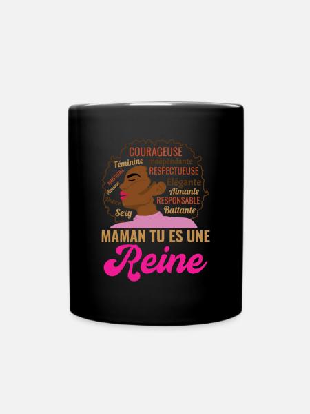 Joyeuse fête maman femme afro reine africaine noir - Mug uni - noir