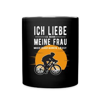 Ich liebe meine Frau wenn sie mich radfahren lässt - Tasse einfarbig - Schwarz - Vorne