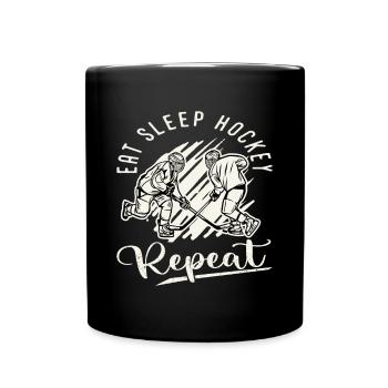 Hockey sur glace Hockey Sport Manger Dormir Hockey Répéter - Mug uni - noir - Devant