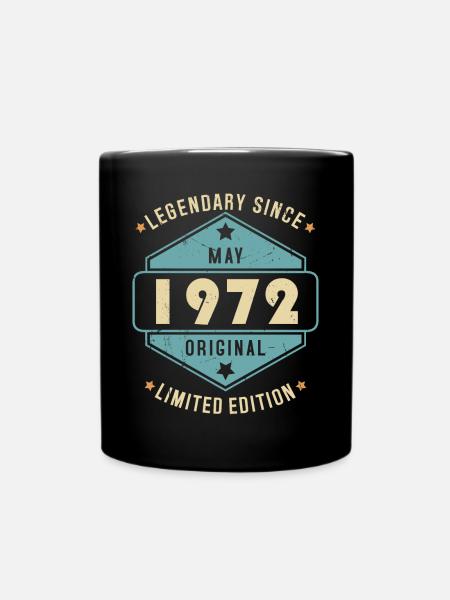 Mai 1972 Vintage Jahrgang Retro Geburtstag - Tasse einfarbig - Schwarz