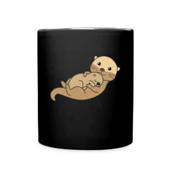 otter Mama Otter baby cute animals Animal lovers - Full Colour Mug - black - Front
