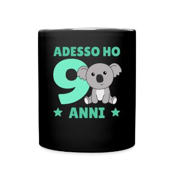 Children 9th birthday Koala Adesso ho 9 anni - Full Colour Mug - black - Front