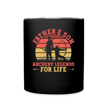 Father & Son - Archery Legends For Life - Full Colour Mug - black - Front