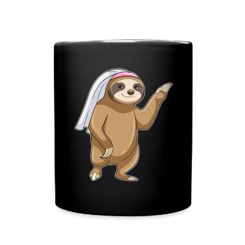 Faultier Braut Schleier Hochzeit - Tasse einfarbig - Schwarz - Vorne