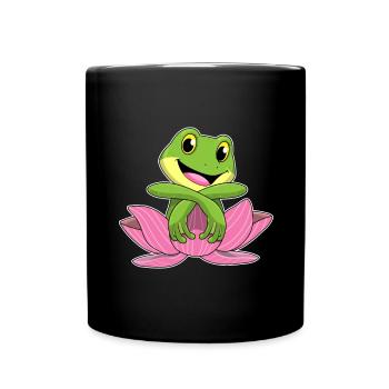 Frog lotus flower - Full Colour Mug - black - Front