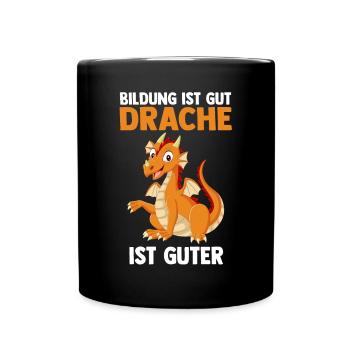 Drache Drachen - Tasse einfarbig - Schwarz - Vorne