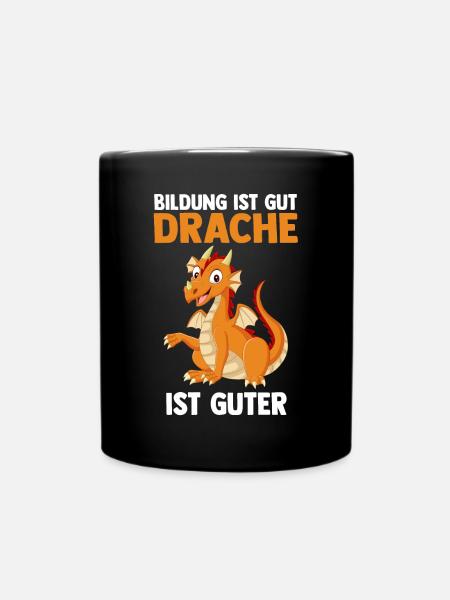 Drache Drachen - Tasse einfarbig - Schwarz