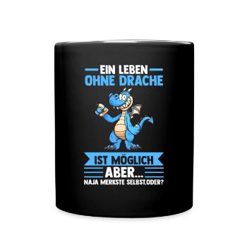Drachen - Tasse einfarbig - Schwarz - Vorne