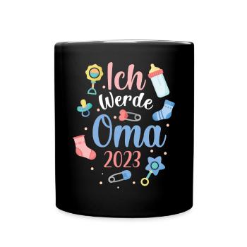 Ich Werde Oma 2023 süßes werdende Großmutter - Tasse einfarbig - Schwarz - Vorne