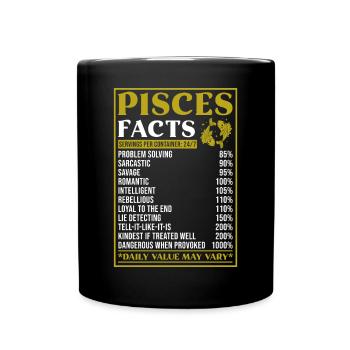 Faits sur le cadeau du signe du zodiaque des Poissons - Mug uni - noir - Devant