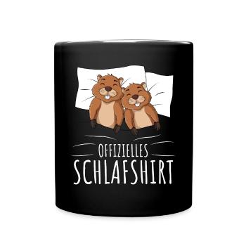 Biber Offizielles Schlafshirt - Tasse einfarbig - Schwarz - Vorne