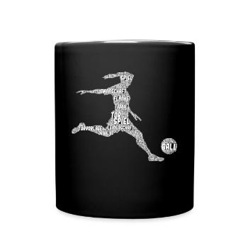 Fußball Mädchen Fußballerin Damen Kinder - Tasse einfarbig - Schwarz - Vorne