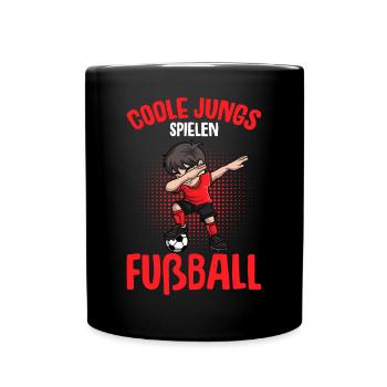 Coole Jungs spielen Fußball Fußballer Jungen - Tasse einfarbig - Schwarz - Vorne