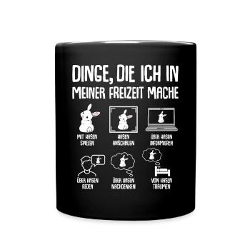 Hasen Kaninchen Hase Freizeit - Tasse einfarbig - Schwarz - Vorne
