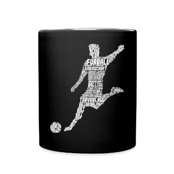 Fußballer Fußball Kinder Jungen Herren - Tasse einfarbig - Schwarz - Vorne