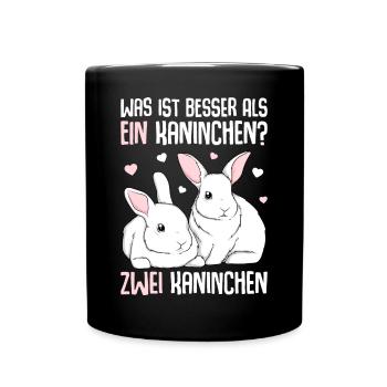 Kaninchen Hasen Haustier Hase - Tasse einfarbig - Schwarz - Vorne