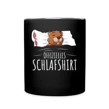 Offizielles Schlafshirt Biber Schlafen - Tasse einfarbig - Schwarz - Vorne