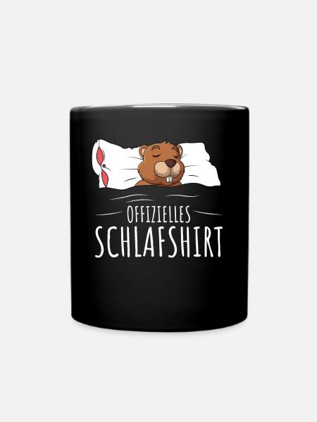 Offizielles Schlafshirt Biber Schlafen - Tasse einfarbig - Schwarz