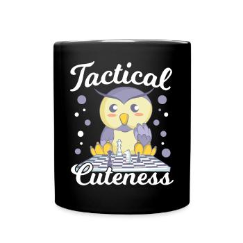 Niedliches Schach - Tasse einfarbig - Schwarz - Vorne