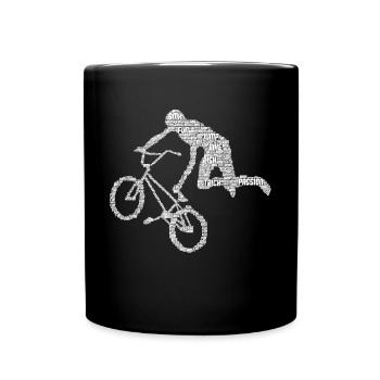 BMX Bike Stunt Freestyle Fahrer Kinder Jungen - Tasse einfarbig - Schwarz - Vorne