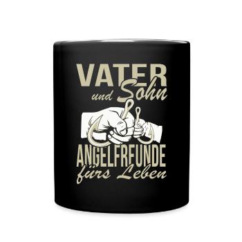 Vater und Sohn Angelfreunde fürs Leben - Tasse einfarbig - Schwarz - Vorne