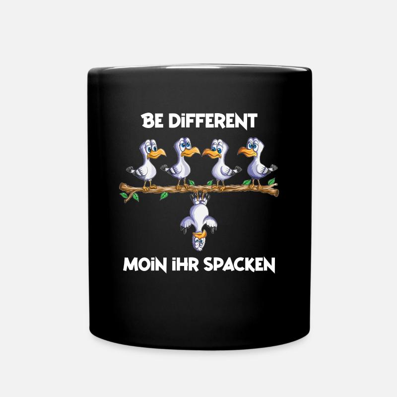 Möwe Möwen Spruch Moin ihr Spacken Norddeutschland - Tasse einfarbig - Schwarz