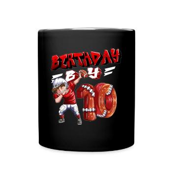 Football player with Foot Ball for his 10th birthday - Full Colour Mug - black - Front