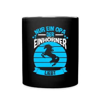 Einhorn Opa - Tasse einfarbig - Schwarz - Vorne