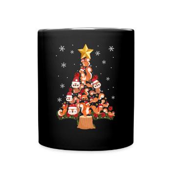 Squirrel Acorn Christmas Tree - Full Colour Mug - black - Front