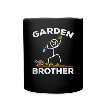Garden Brother Strichmännchen Gartenarbeit Happy - Tasse einfarbig - Schwarz - Vorne