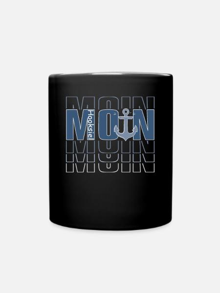 Moin Hooksiel mit Anker Nordsee Caming Urlaub - Tasse einfarbig - Schwarz