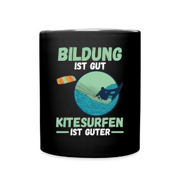 Kitesurfen Kitesurfer - Tasse einfarbig - Schwarz - Vorne