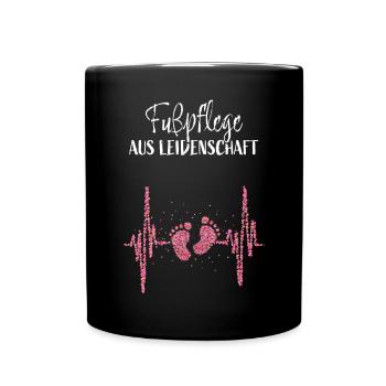 Fusspflege Herzschlag Podologie Kosemtik - Tasse einfarbig - Schwarz - Vorne