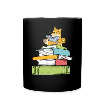 Bookworm dog book lover dog reads books - Full Colour Mug - black - Front